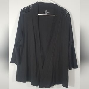 New York & Company Lightweight Black Open Front Cardigan Open Shoulder. Size M.